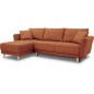 Canapé d'angle convertible réversible 3-4 places CLAUDIUS - Tissu Terracotta - Coffre de rangement - L 244 x P 158 x H 95 cm