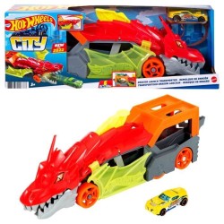 Hot Wheels City - Transporteur Dragon Lanceur 2-en-1 - Camion / Petite