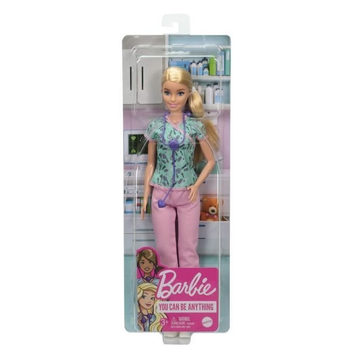 Barbie - Barbie infirmiere - Poupée Mannequin - Des 3 ans GTW39