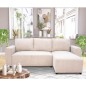 Canapé d'angle convertible réversible 3-4 places PHARELL - Velours côtelé beige - Coffre de rangement - L 230x P 155 x H 95