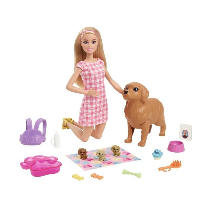 Barbie - Coffret naissance des chiots - Poupée mannequin - Des 3 ans Barbie - Coffret naissance des chiots - Poupée mannequin - Des 3 ans
