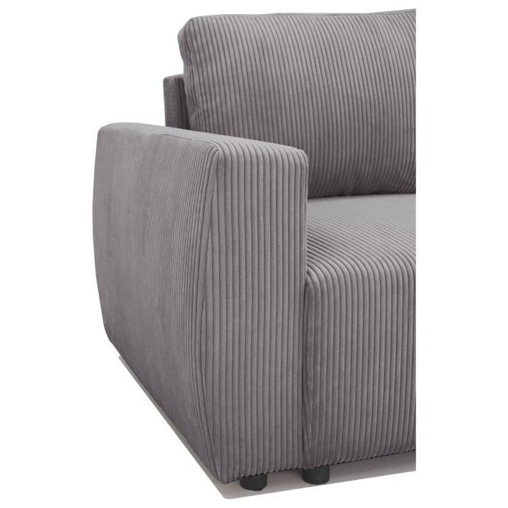 Canapé d'angle convertible réversible 3-4 places PHARELL - velours côtelé Anthracite - Coffre de rangement - L224 x P155 x H Canapé d'angle convertible réversible 3-4 places PHARELL - velours côtelé Anthracite - Coffre de rangement - L224 x P155 x H