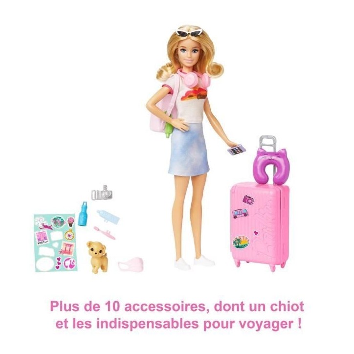 Barbie-Barbie en Voyage-Coffret avec chiot et accessoires HJY18 Barbie-Barbie en Voyage-Coffret avec chiot et accessoires HJY18