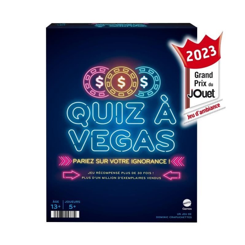 Mattel Games - QUIZ a VEGAS-Jeu de société avec questions et paris v Mattel Games - QUIZ a VEGAS-Jeu de société avec questions et paris v