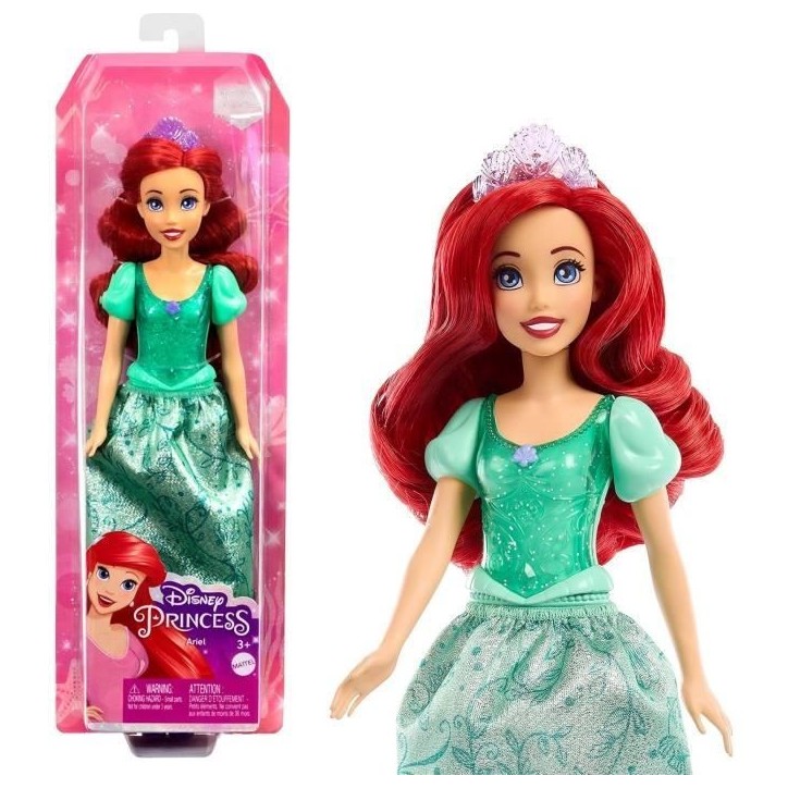 Ariel Poupée 29 cm, Mattel Poupée Disney Princesses habillage et accessoires HLW10