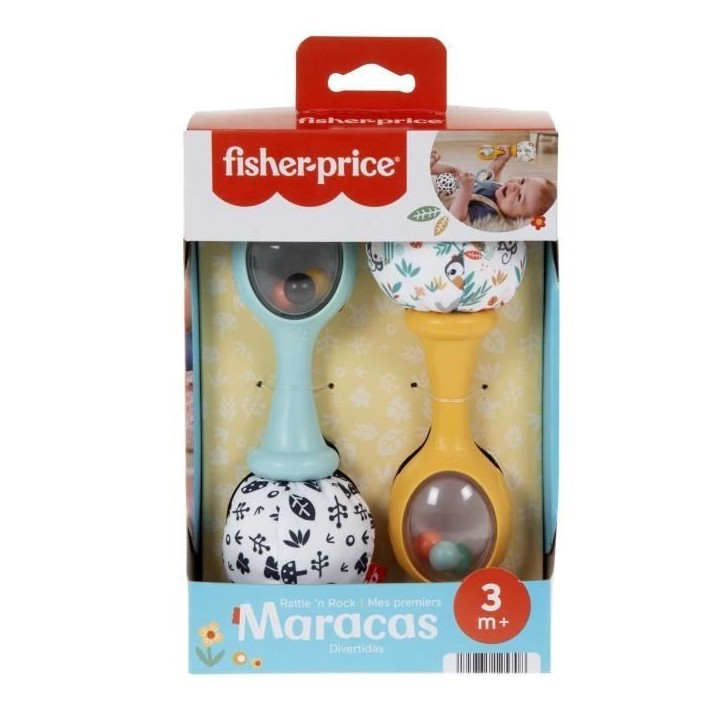 Fisher-Price-Mes Premiers Maracas-Jouet d'éveil 2 hochets des 3 mois HMF34