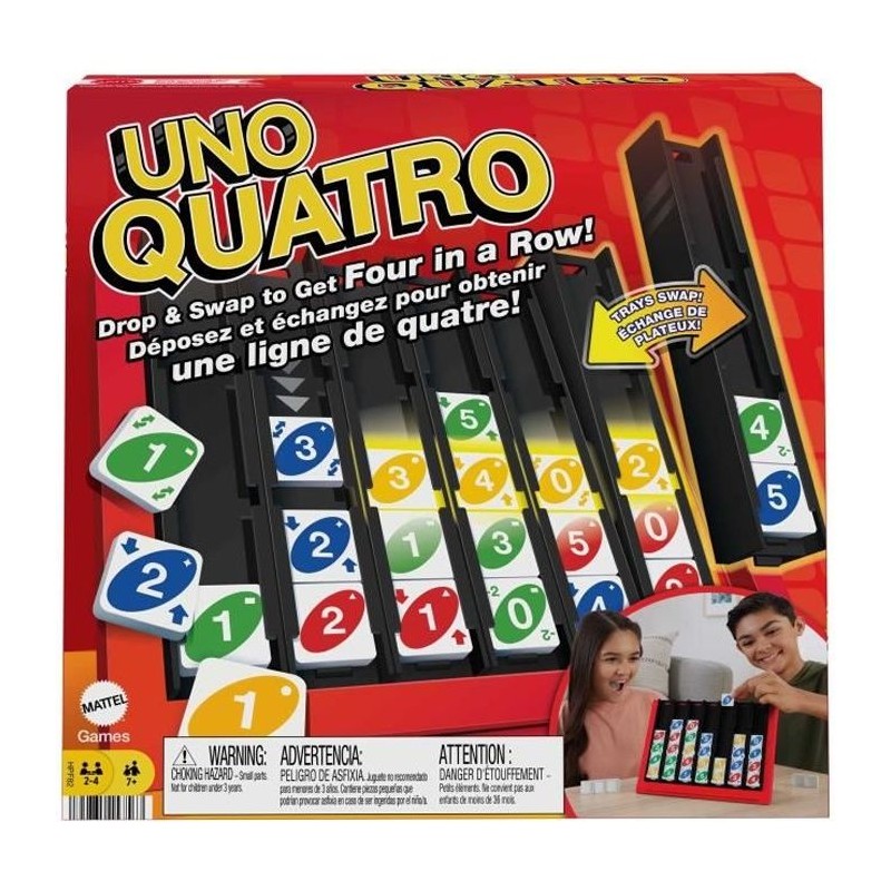 Mattel Games - UNO-Quatro-Jeu pour adulte, soirée en famille et soir Mattel Games - UNO-Quatro-Jeu pour adulte, soirée en famille et soir