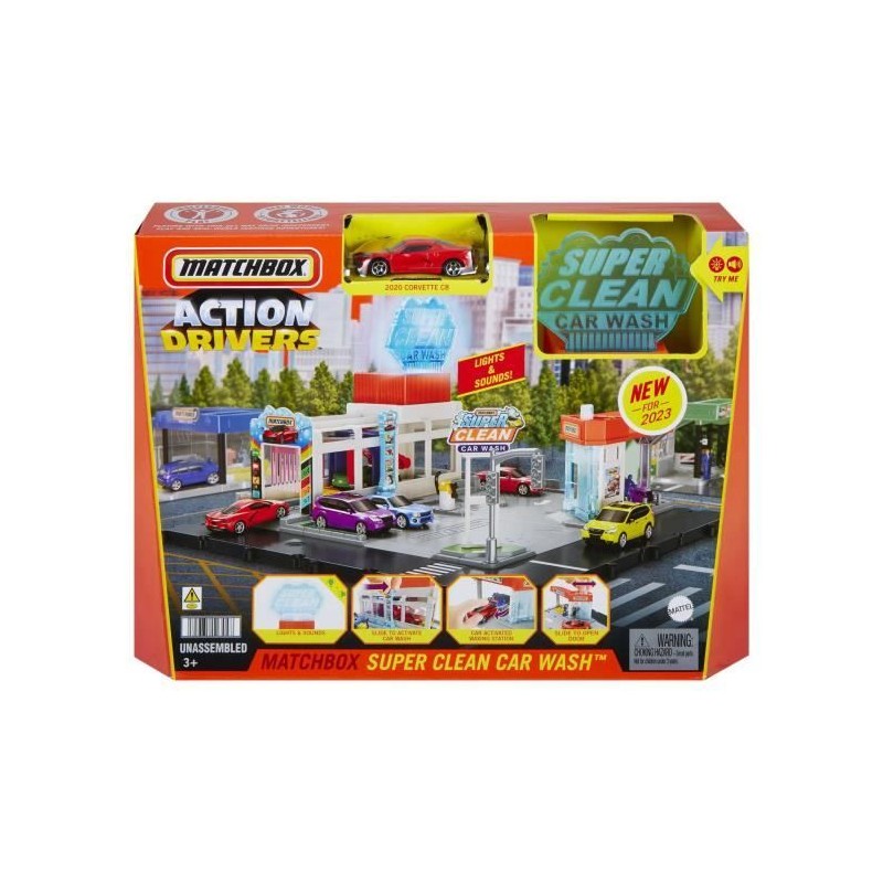 Matchbox-Station de Lavage Super Clean-Coffret avec 1 voiture Matchbo Matchbox-Station de Lavage Super Clean-Coffret avec 1 voiture Matchbo