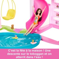 Barbie-Maison de Reve-Maison de poupée 3 niveaux, piscine et tobogga