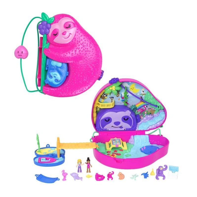 Polly Pocket-La Famille des Paresseux-Coffret 2 en 1, jouet de voya