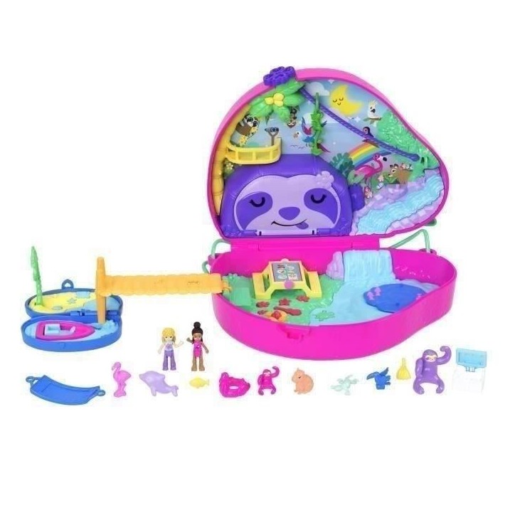 Polly Pocket-La Famille des Paresseux-Coffret 2 en 1, jouet de voyage HRD40 Polly Pocket-La Famille des Paresseux-Coffret 2 en 1, jouet de voyage HRD40