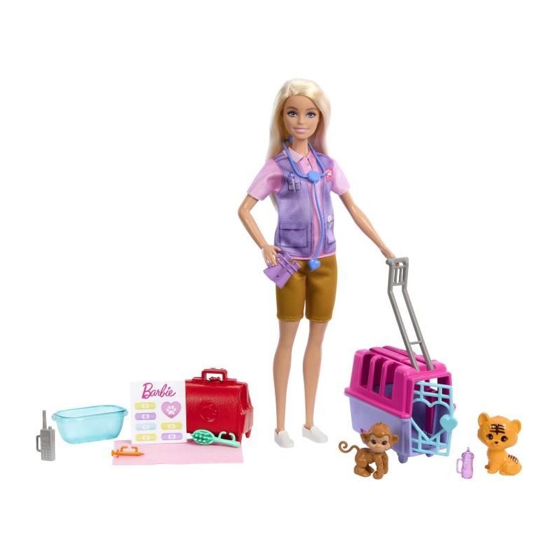 Barbie-Sauvetage d'Animaux-Coffret poupée blonde et accessoires HRG50 Barbie-Sauvetage d'Animaux-Coffret poupée blonde et accessoires HRG50