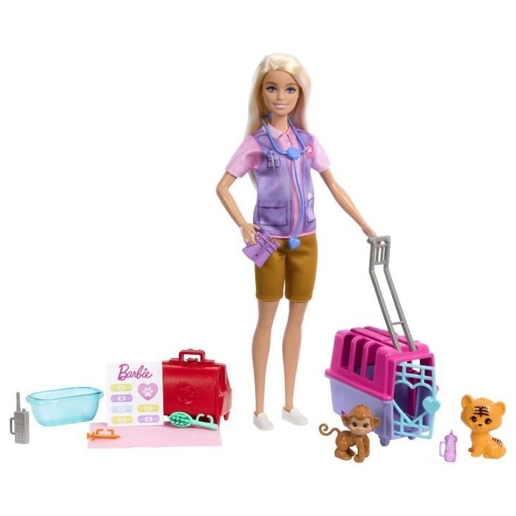 Barbie-Sauvetage d'Animaux-Coffret poupée blonde et accessoires HRG50 Barbie-Sauvetage d'Animaux-Coffret poupée blonde et accessoires HRG50