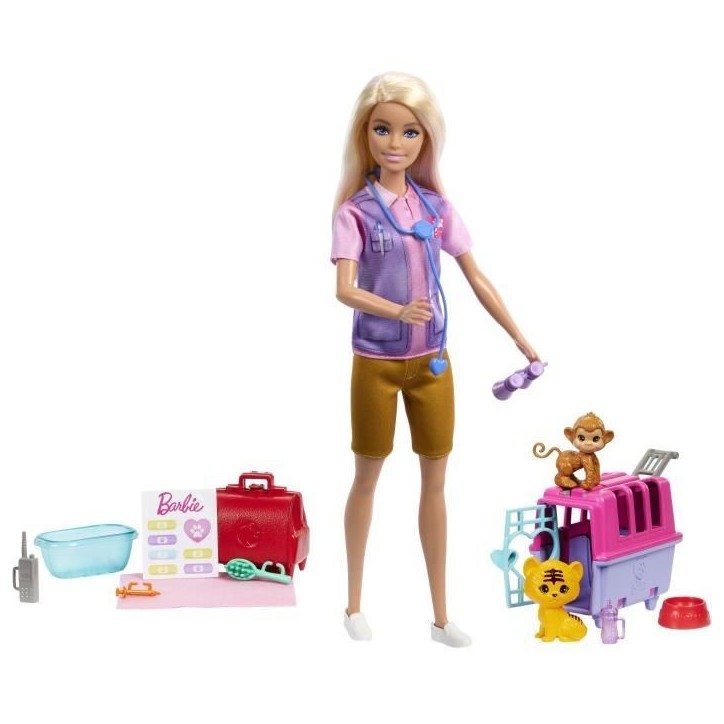 Barbie-Sauvetage d'Animaux-Coffret poupée blonde et accessoires HRG50 Barbie-Sauvetage d'Animaux-Coffret poupée blonde et accessoires HRG50
