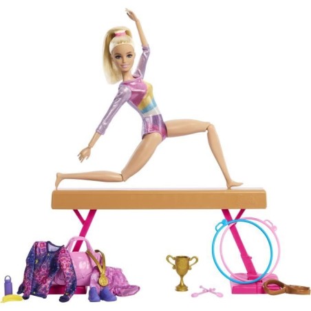 Barbie Gymnastique Coffret avec poupée et plus de 10 accessoires HRG