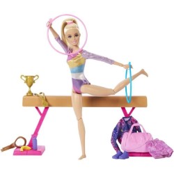 Barbie Gymnastique Coffret avec poupée et plus de 10 accessoires HRG