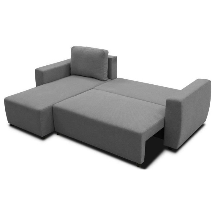 Canapé d'angle convertible réversible 3 a 4 places - PHARELL - Tissu anthracite - Coffre de rangement - L 224 x P 155 x H 85 c