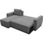 Canapé d'angle convertible réversible 3 a 4 places - PHARELL - Tissu anthracite - Coffre de rangement - L 224 x P 155 x H 85 c