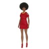 Barbie-Fashionistas 221-Poupée avec cheveux noirs et robe rouge HRH18