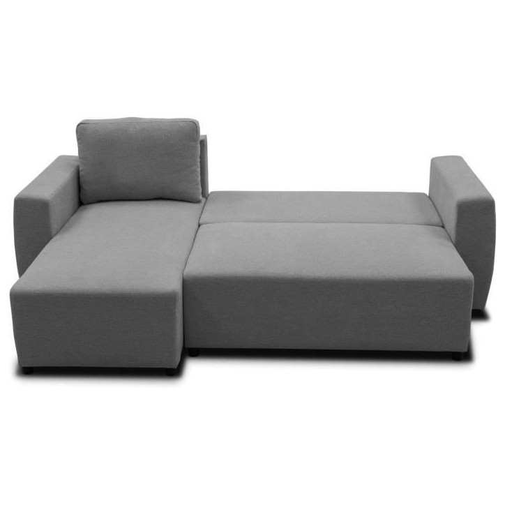 Canapé d'angle convertible réversible 3 a 4 places - PHARELL - Tissu anthracite - Coffre de rangement - L 224 x P 155 x H 85 c