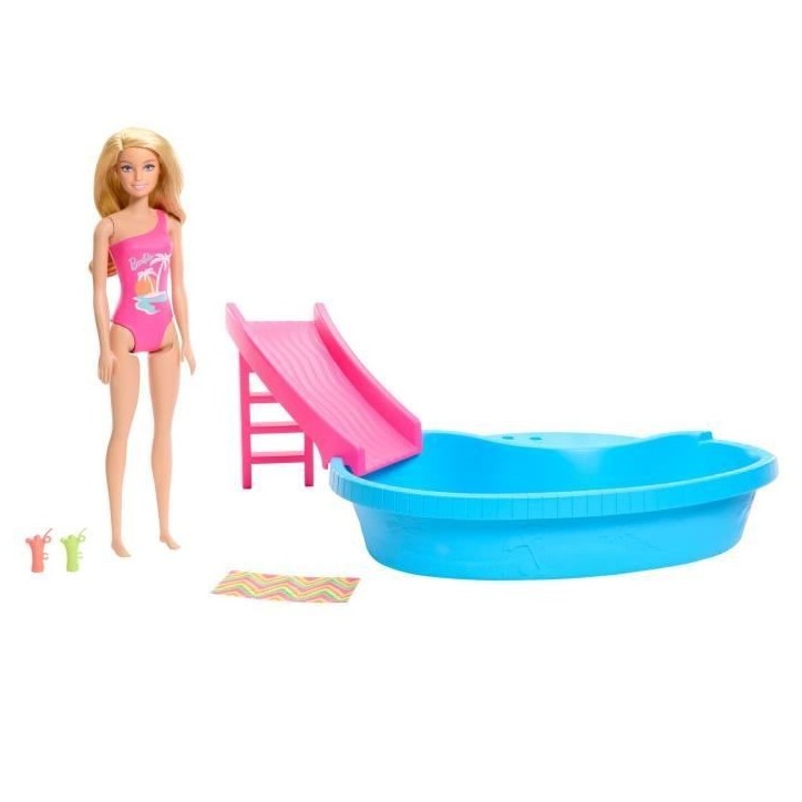 Barbie-Poupée et accessoires-Coffret poupée blonde avec piscine de reve HRJ74 Barbie-Poupée et accessoires-Coffret poupée blonde avec piscine de reve HRJ74
