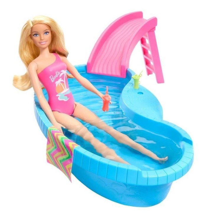 Barbie-Poupée et accessoires-Coffret poupée blonde avec piscine de reve HRJ74 Barbie-Poupée et accessoires-Coffret poupée blonde avec piscine de reve HRJ74