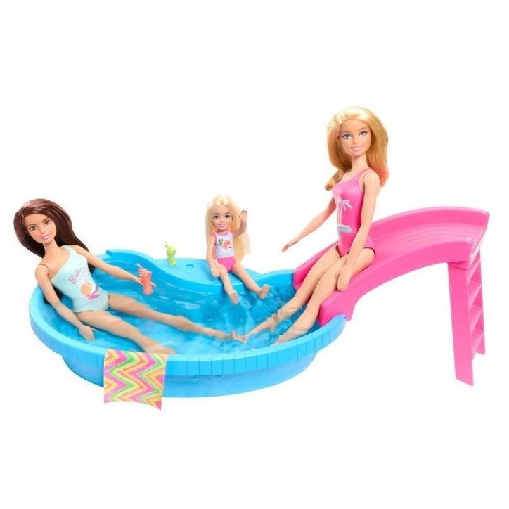 Barbie-Poupée et accessoires-Coffret poupée blonde avec piscine de reve HRJ74 Barbie-Poupée et accessoires-Coffret poupée blonde avec piscine de reve HRJ74