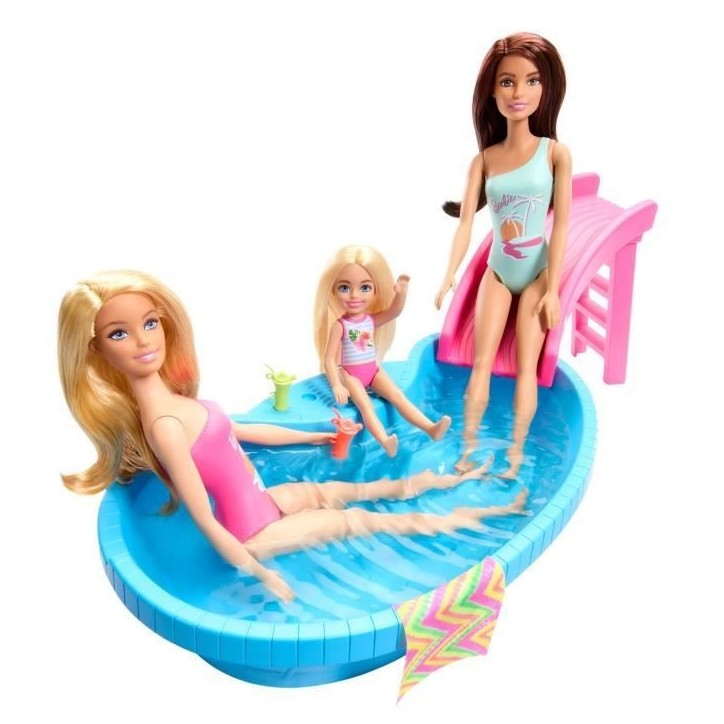 Barbie-Poupée et accessoires-Coffret poupée blonde avec piscine de reve HRJ74 Barbie-Poupée et accessoires-Coffret poupée blonde avec piscine de reve HRJ74