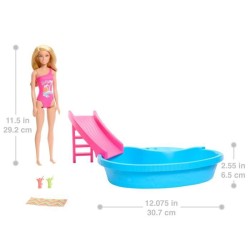 Barbie-Poupée et accessoires-Coffret poupée blonde avec piscine de r