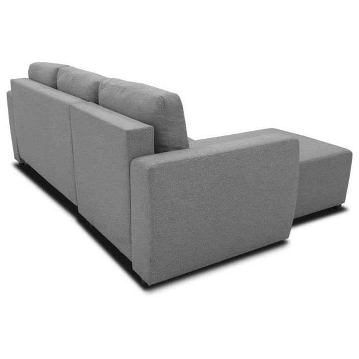 Canapé d'angle convertible réversible 3 a 4 places - PHARELL - Tissu anthracite - Coffre de rangement - L 224 x P 155 x H 85 c