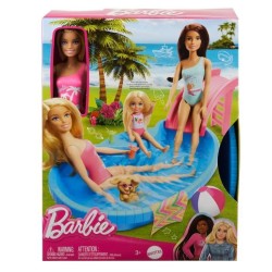 Barbie-Poupée et accessoires-Coffret poupée blonde avec piscine de r