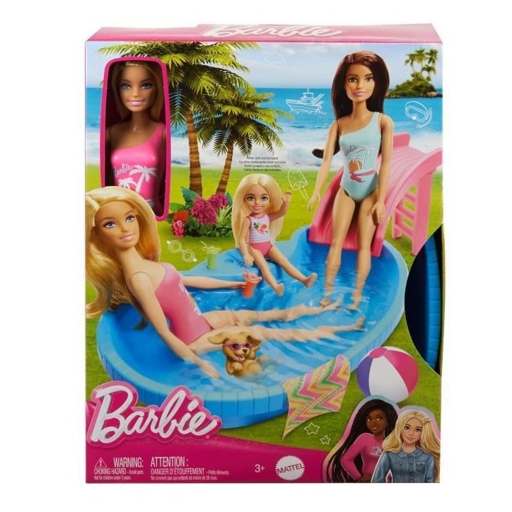 Barbie-Poupée et accessoires-Coffret poupée blonde avec piscine de reve HRJ74 Barbie-Poupée et accessoires-Coffret poupée blonde avec piscine de reve HRJ74