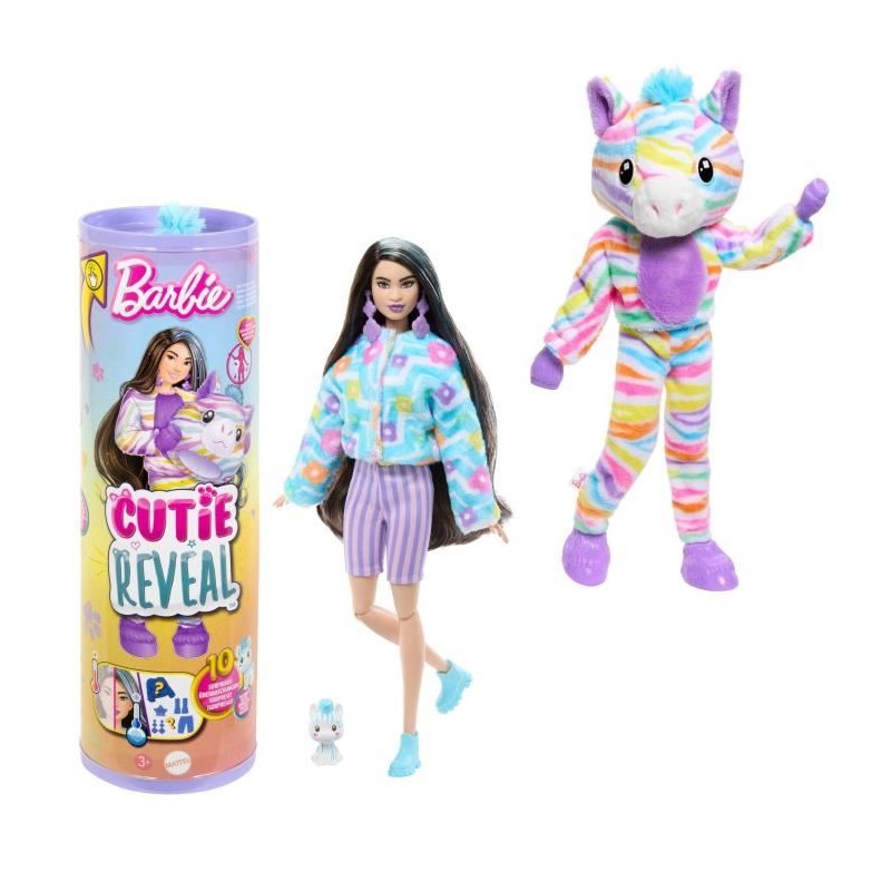 Barbie-Barbie Cutie Reveal-Poupée zebre Reve Coloré avec 10 surpris Barbie-Barbie Cutie Reveal-Poupée zebre Reve Coloré avec 10 surpris