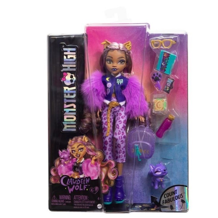 Monster High-Clawdeen Wolf-Poupée avec chien Crescent et accessoires HRP65 Monster High-Clawdeen Wolf-Poupée avec chien Crescent et accessoires HRP65