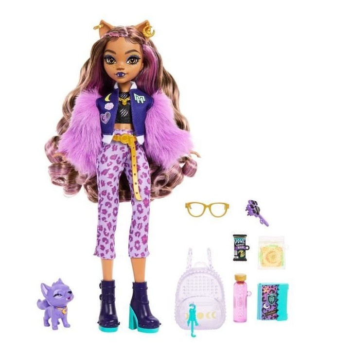 Monster High-Clawdeen Wolf-Poupée avec chien Crescent et accessoires HRP65 Monster High-Clawdeen Wolf-Poupée avec chien Crescent et accessoires HRP65