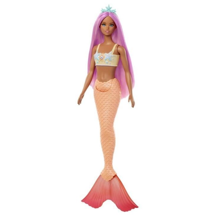 Barbie - Poupées Sirenes avec cheveux et nageoires colorés et serre-tete HRR05 Barbie - Poupées Sirenes avec cheveux et nageoires colorés et serre-tete HRR05