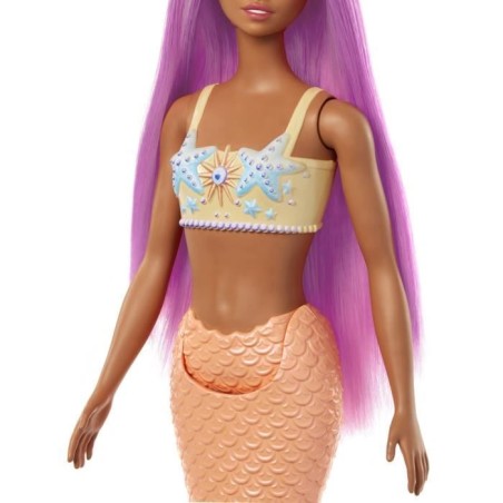 Barbie - Poupées Sirenes avec cheveux et nageoires colorés et serre-tete HRR05