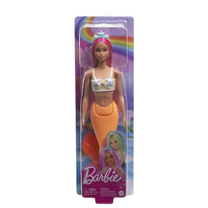 Barbie - Poupées Sirenes avec cheveux et nageoires colorés et serre-tete HRR05 Barbie - Poupées Sirenes avec cheveux et nageoires colorés et serre-tete HRR05
