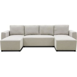 Canapé d'angle convertible panoramique PHARELL 5/6 places - Tissu bei