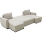 Canapé d'angle convertible panoramique PHARELL 5/6 places - Tissu beige - Coffre de rangement - L297 x P155 x H85 cm