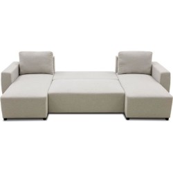 Canapé d'angle convertible panoramique PHARELL 5/6 places - Tissu bei