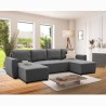 Canapé d'angle convertible panoramique PHARELL 5/6 places - Tissu ant