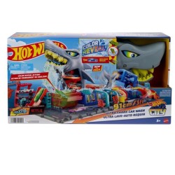 Hot Wheels City-Station de Lavage Requin-Coffret voiture Color Reveal