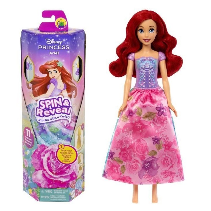 Spin & Reveal Ariel Mattel Poupée Disney Princesses avec 11 surprises HTV88 Spin & Reveal Ariel Mattel Poupée Disney Princesses avec 11 surprises HTV88