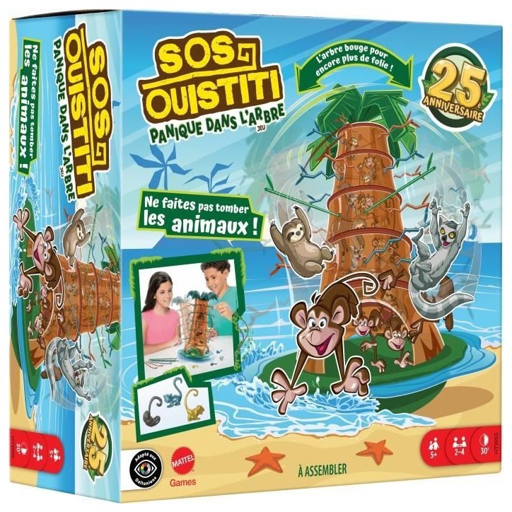 SOS Ouistiti : Panique dans l'arbre-Jeu de société familial HTW65 Mattel Games SOS Ouistiti : Panique dans l'arbre-Jeu de société familial HTW65 Mattel Games