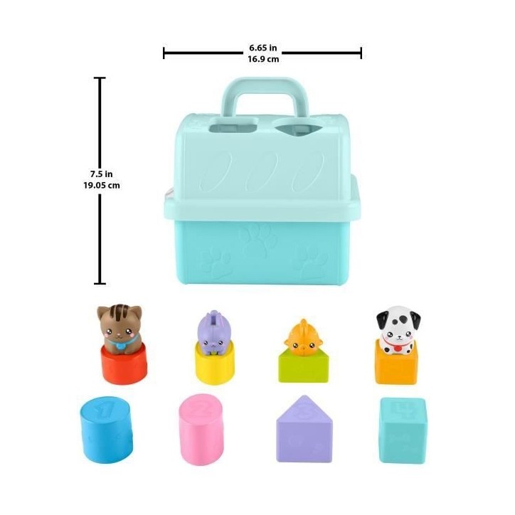Fisher-Price-Trieur Caisse de Transport d'Animaux-Trieur 8 blocs HTW93