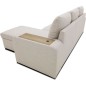 Canapé d'angle convertible réversible VALDO 3 a 4 places - Tissu Beige - Tablette avec USB - Coffre + Pouf - L247xP143xH86 cm