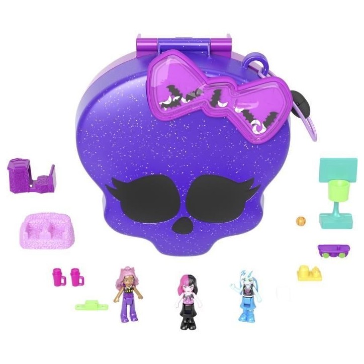 Polly Pocket-Monster High-Coffret 3 mini-figurines et 10 accessoires HVV58 Polly Pocket-Monster High-Coffret 3 mini-figurines et 10 accessoires HVV58