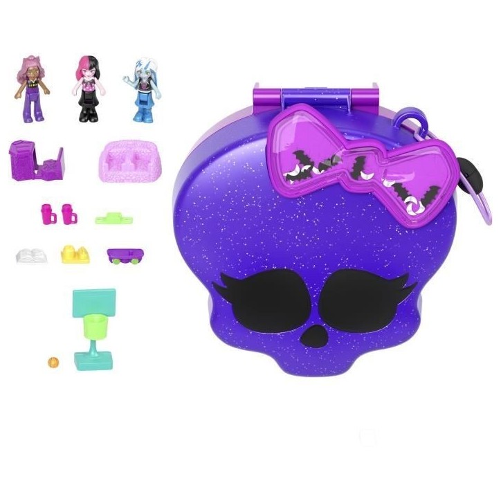 Polly Pocket-Monster High-Coffret 3 mini-figurines et 10 accessoires HVV58 Polly Pocket-Monster High-Coffret 3 mini-figurines et 10 accessoires HVV58