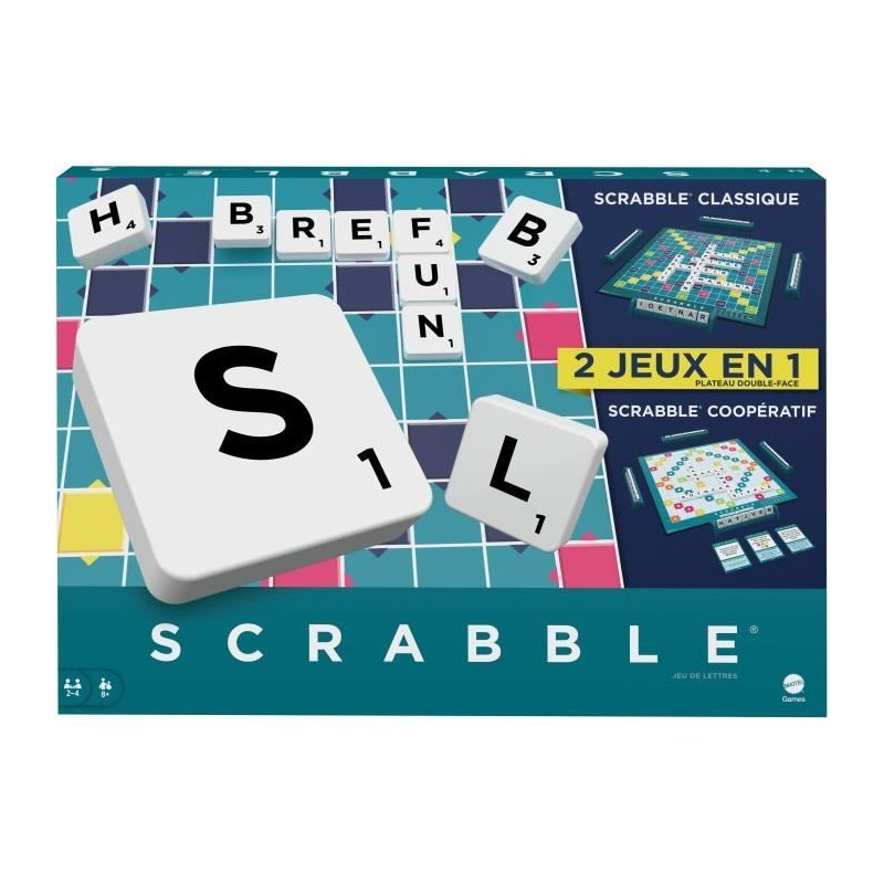 Mattel Games - Scrabble-Jeu de société familial classique avec 2 mo